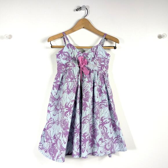 Garnet Hill Dress Girls Size 6 Purple Butterfly Sundress Strappy - Picture 1 of 8
